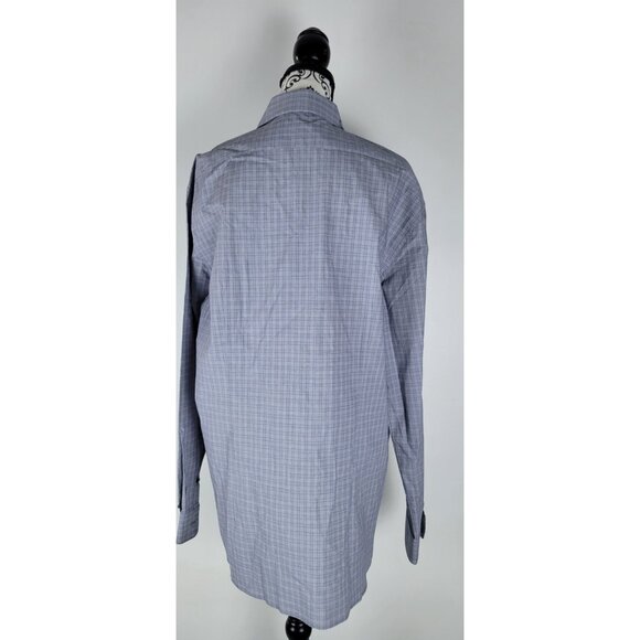John Varvatos Regu Fit Dress Shirt Button Up Size 36/37 17 1/2 Plaid Royal Bl - Picture 9 of 16